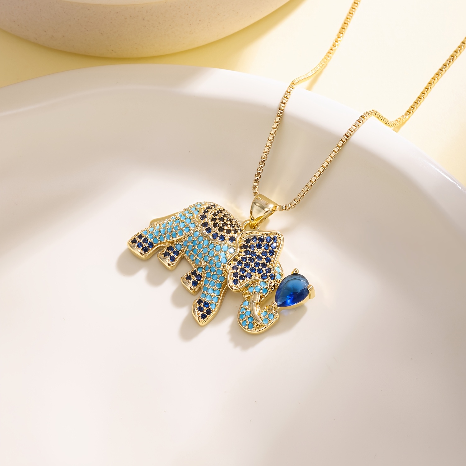 Women's Luxury Crystal Multicolored Elephant Pendant Necklace